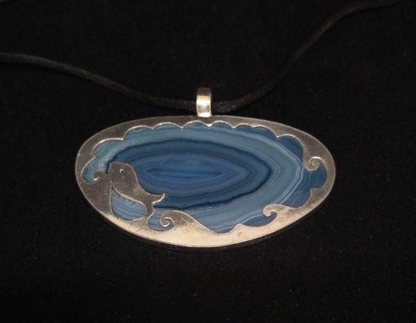 Colgante de plata con ágata azul - Imagen 3