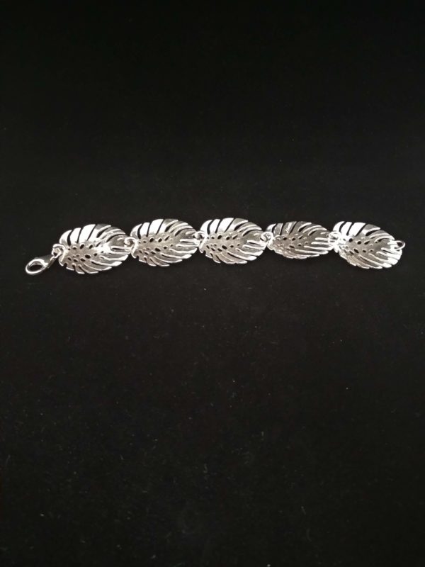 Pulsera de hojas de filodendro de plata - Image 4