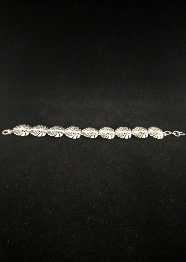 Pulsera de plata de hojas filodendro pequeñas - Image 2