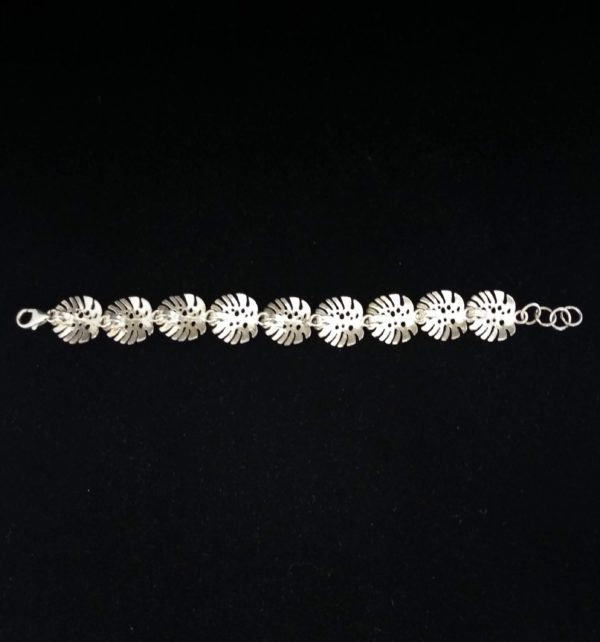 Pulsera de plata de hojas filodendro pequeñas - Image 3