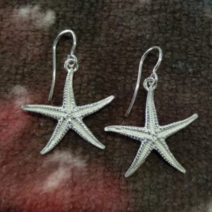 Pendientes de plata de estrellas de mar (asteroidea)
