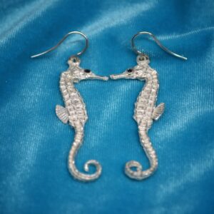Pendientes de plata de caballitos de mar grande (hippocampus)