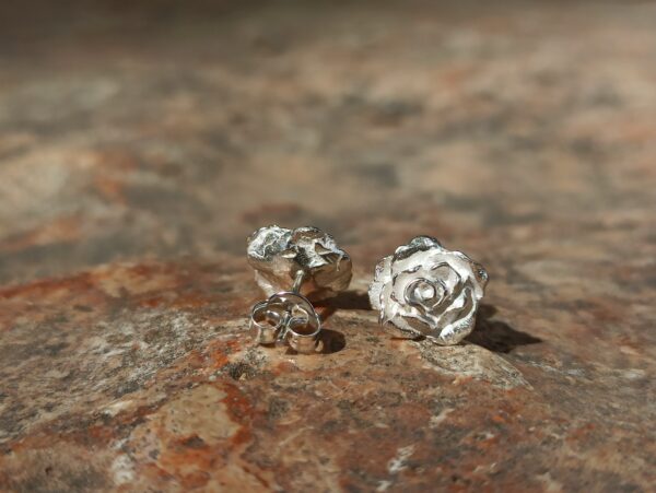Pendientes de rosa de plata - Image 3