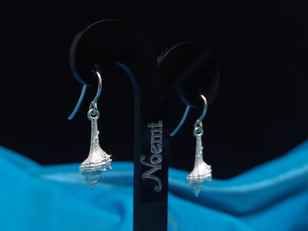 Pendientes caracola alargada de plata - Image 3