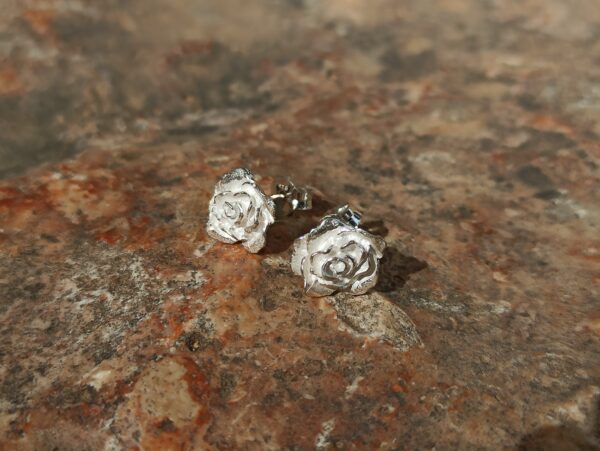 Pendientes de rosa de plata - Image 2